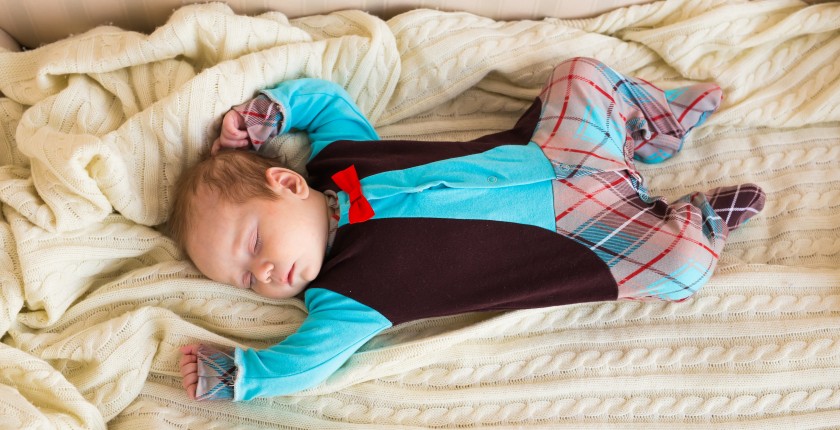 portrait of a beautiful sleeping baby in the room