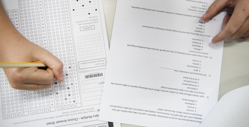 Student doing the test exam