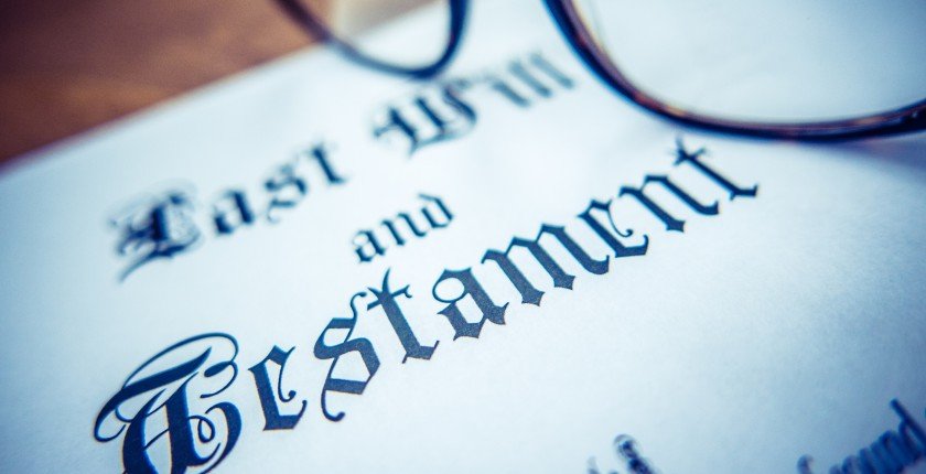 Retro Styled Detail Of A Last Will And Testament Document With Glasses