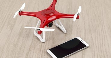 Unmanned aerial vehicle (drone) and smartphone with blank display